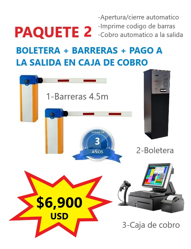 Equipo para estacionamiento con boletera