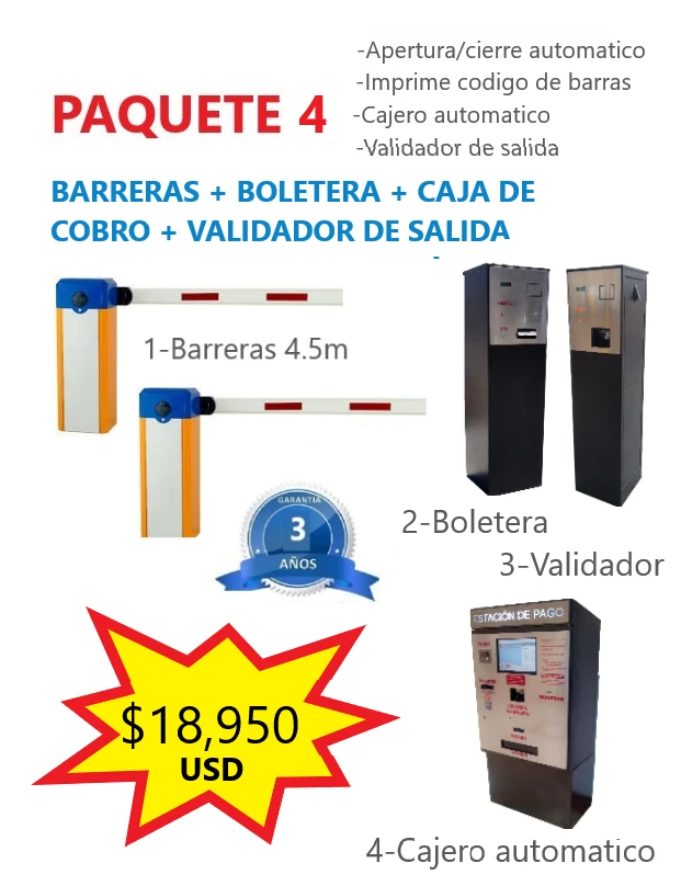 Cajero automático y equipo completo para el Paquete 4 de estacionamientos